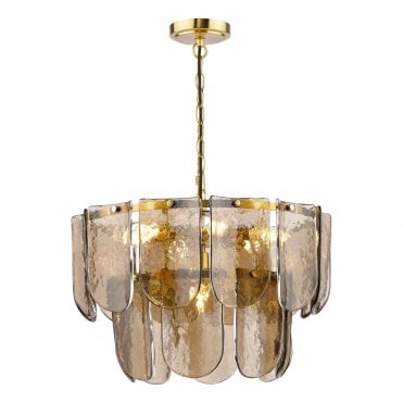 Alcmene Tea Smoked Glass 7 Light Chandelier