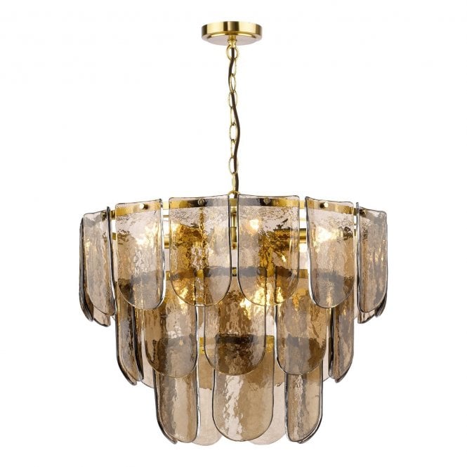 Alcmene Tea Smoked Glass 9 Light Chandelier