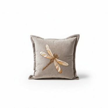 Arianna Grey Sequin Dragonfly Cushion