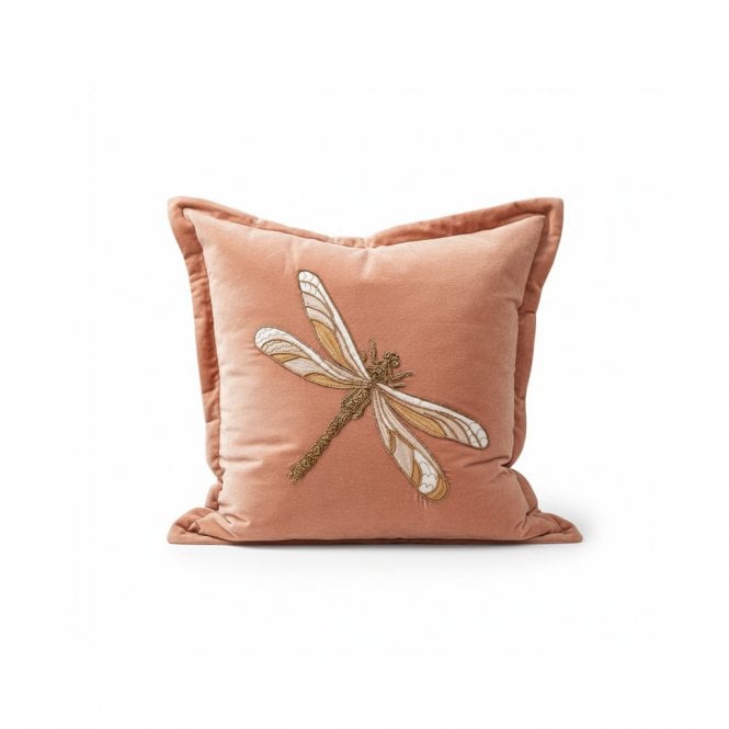 Arianna Pink Sequin Dragonfly Cushion