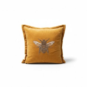 Bee Sequin Mustard Cushion
