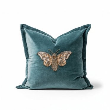 Beetle Sequin Blue Cushion