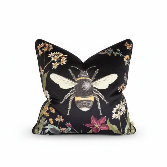 Black Bee Garden Floral Cushion 43x43