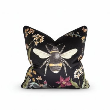 Black Bee Garden Floral Cushion 43x43