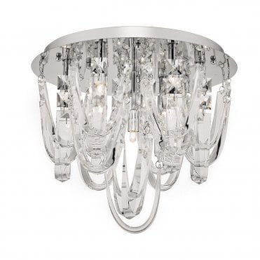 Bomere Small 7 Light Flush Polished Chrome Crystal