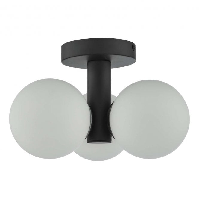 Carra Bathroom 3 Light Semi Flush Matt Black Opal Glass
