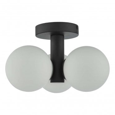 Carra Bathroom 3 Light Semi Flush Matt Black Opal Glass