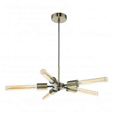 Erne 5 Light Pendant Antique Brass Matt Black