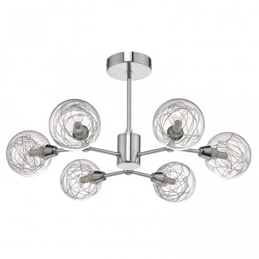 Fewston 6 Light Semi Flush Polished Chrome & Glass