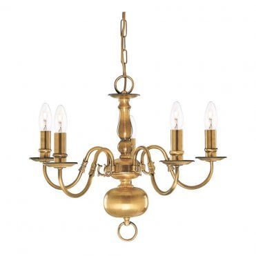 Fowey 5Lt Pendant Solid Brass