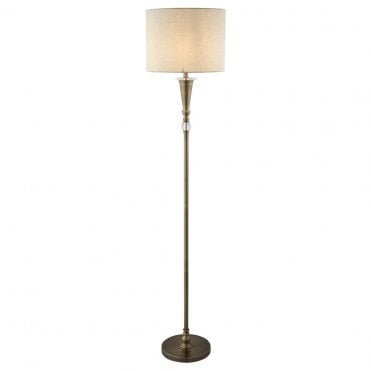 Gosforth Floor Lamp Antique Brass & Linen