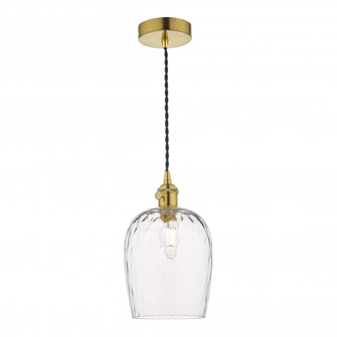 Hanley mottled glass pendant - Natural brass