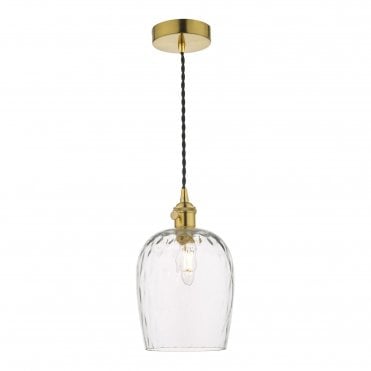 Hanley mottled glass pendant - Natural brass