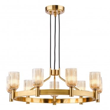 Helios Ribbed Glass 9 Light Pendant
