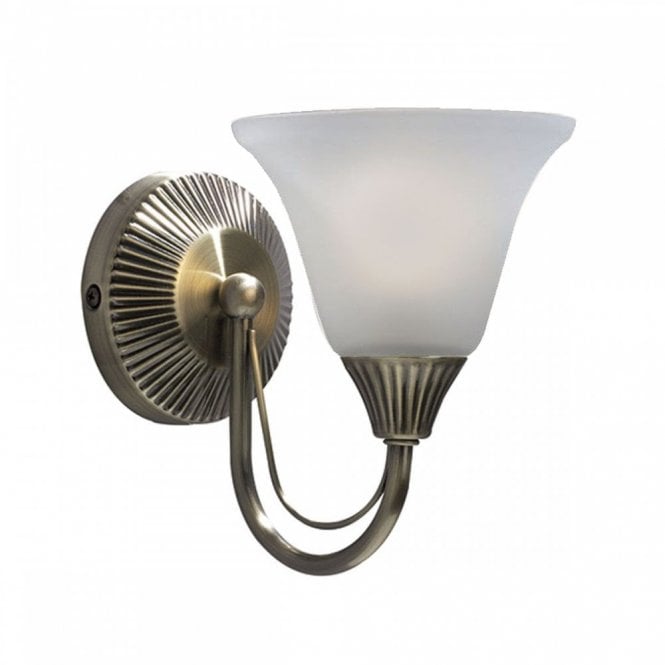 Kielder Wall Light Antique Brass Opaque Glass