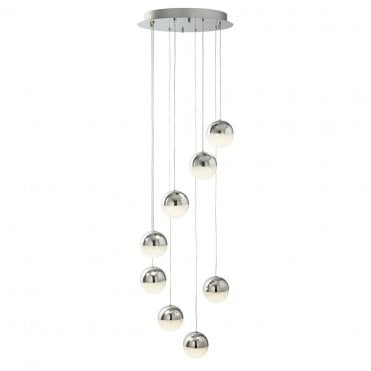 Luna 8Lt Multi Drop Pendant Chrome