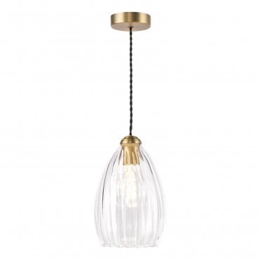 Maia Ribbed Glass Pendant