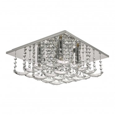 Malham 5 Light Flush Polished Chrome & Crystal