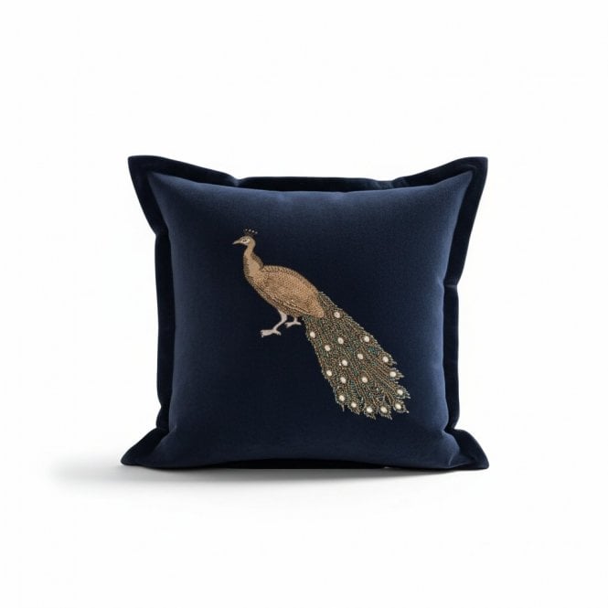 Maura Steel Peacock Sequin Cushion
