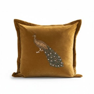 Maura Steel Peacock Sequin Cushion