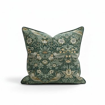 Morris & Co Green Strawberry Theif Cushion