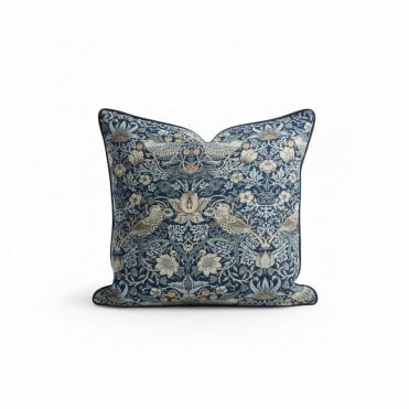 Morris & Co Indigo Strawberry Theif Cushion
