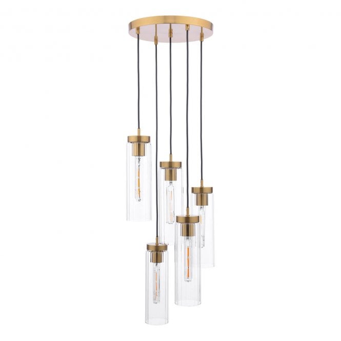 Reno Glass 5 Light Pendant - Bronze