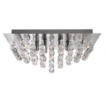Rotherfield 4Lt Flush Ceiling Light Chrome & Clear Crystal