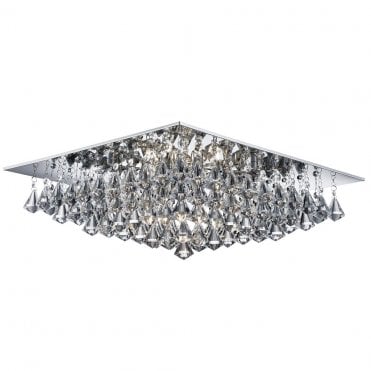 Rotherfield 8Lt Flush Chrome & Diamond Shape Crystal