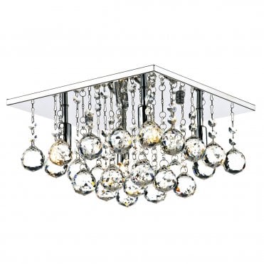 Rutland 4 Light Flush Polished Chrome Crystal