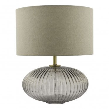 Rydal Table Lamp Antique Brass & Smoked Glass