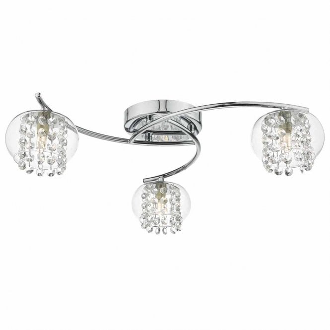 Talt 3 Light Semi Flush Polished Chrome Glass