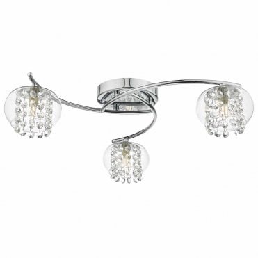Talt 3 Light Semi Flush Polished Chrome Glass
