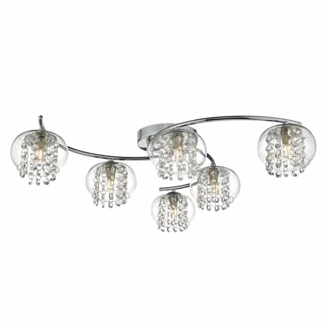 Talt 6 Light Semi Flush Polished Chrome & Crystal