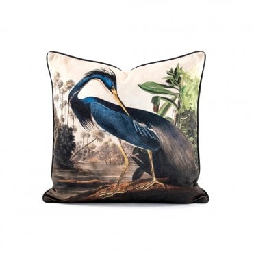 Velvet Feather Filled Louisiana Heron Cushion