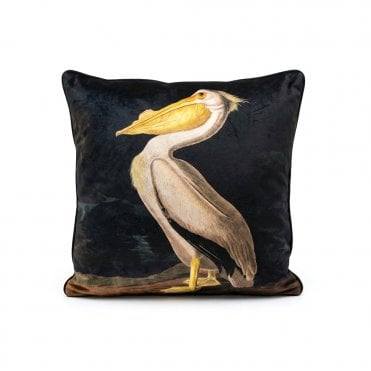 Velvet Feather Filled White Pelican Cushion