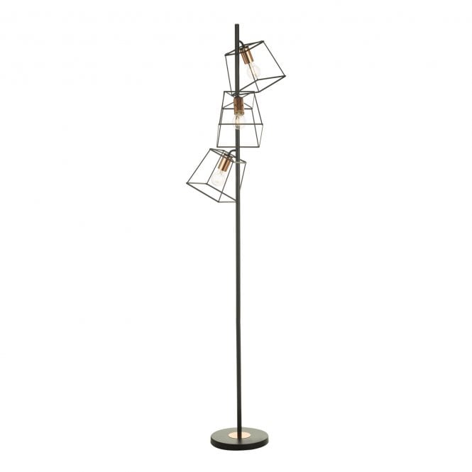 Waterloo 3 Light Floor Lamp Matt Black Copper