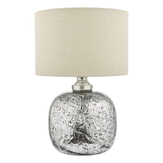 Witton Dual Light Table Lamp Polished Nickel Volcanic Glass With Shade